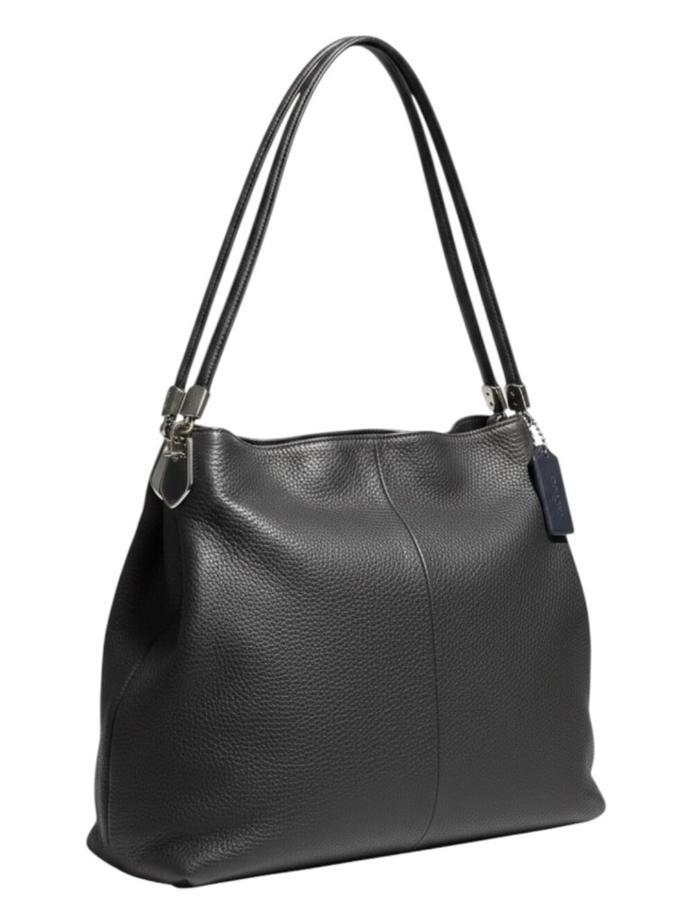 Coach Hallie Shoulder Bag Black Pebbled Leather with Gold Hardware - Picture 1 of 16